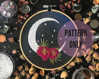 Moon Embroidery pattern, needlecraft pattern , embroidery pattern, beginners needlecraft, modern embroidery, hoop art, embroidery art,
