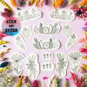 Tropical Stick and Stitch embroidery transfers, embroidery pattern, embroidery transfer, embroidery, embroidery patches, craft kit, gift