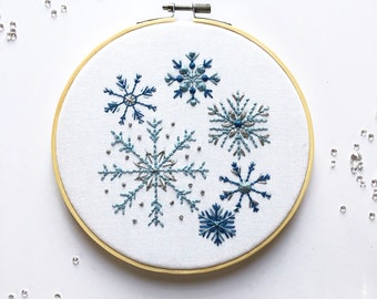 Snowflakes Embroidery Kit, needlecraft kit, embroidery pattern, beginners needlecraft, modern embroidery kit, craft kit, embroidery art, diy