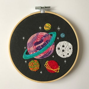 Planets Embroidery Kit, needlecraft pattern, embroidery pattern, beginners needlecraft, modern embroidery, hoop art, embroidery art, diy kit image 5