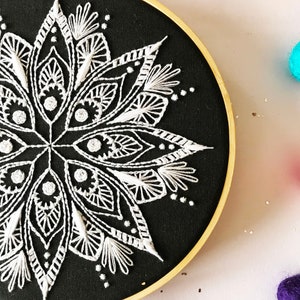 Mandala Embroidery Kit, needlecraft kit, embroidery pattern, beginners needlecraft, modern embroidery kit, hoop art, embroidery art, diy image 2