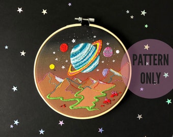 Mars Embroidery Pattern, needlecraft pattern, embroidery pattern, beginners needlecraft pattern, modern embroidery, hoop art, embroidery art