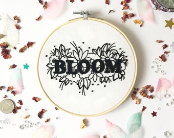 Zestaw do haftu Bloom, zestaw do robótek ręcznych, wzór do haftu, robótki ręczne dla początkujących, nowoczesny zestaw do haftu, haft obręczowy, sztuka haftu, majsterkowanie