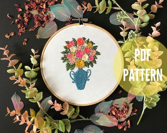 Bloom Embroidery Pattern PDF, needlecraft pattern, embroidery pattern, beginners needlecraft, modern embroidery, hoop art, embroidery art