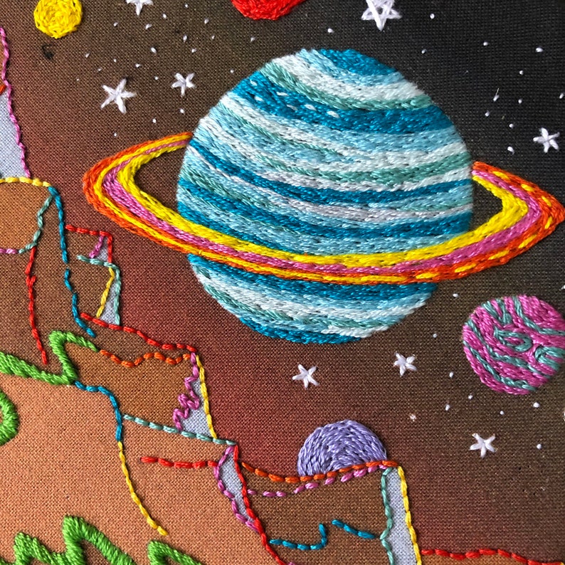 Mars Embroidery Kit, needlecraft kit, embroidery pattern, beginners needlecraft kit, modern embroidery kit, craft kit, embroidery art, kit image 10