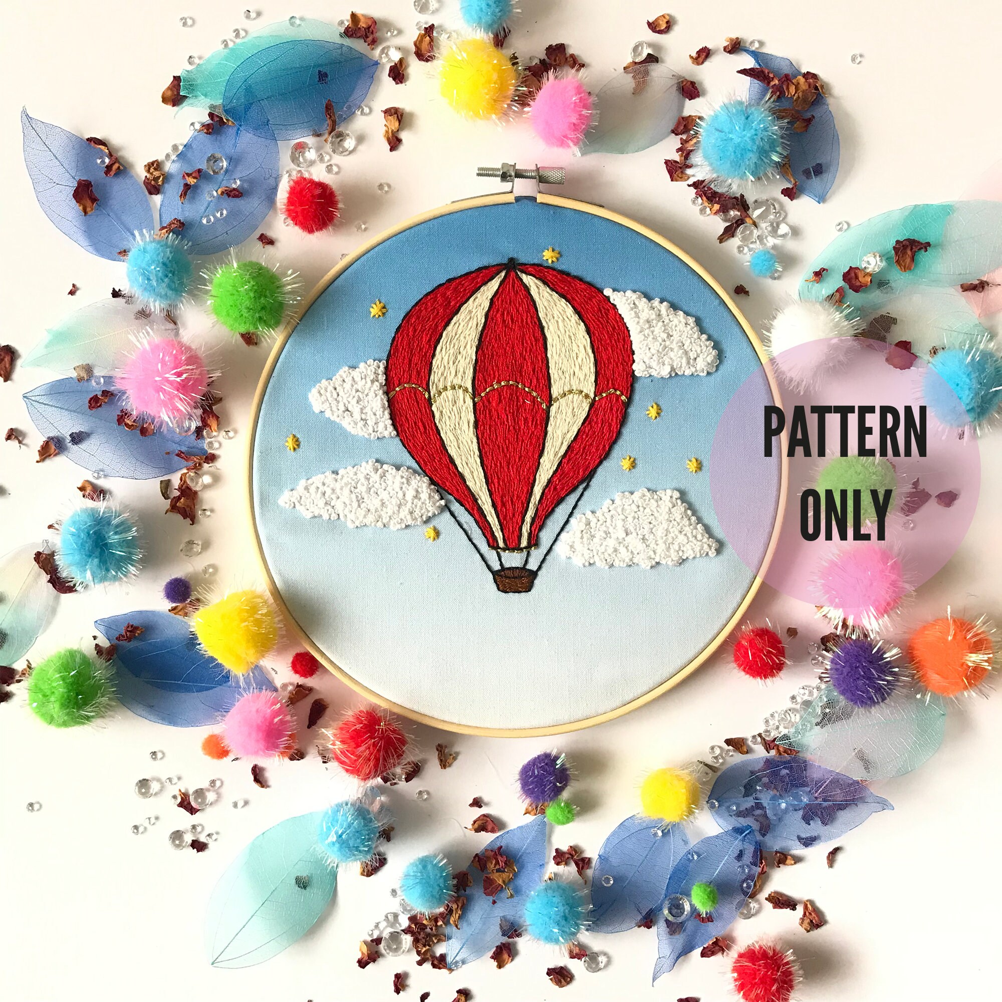 Balloon Embroidery Pattern, Needlecraft Pattern, Embroidery Pattern ...