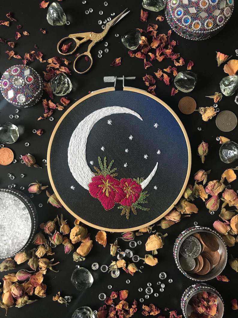 Moon embroidery sybju needlecraft sybju embroidery  etsy uk Moon embroidery sybju needlecraft sybju embroidery  etsy uk