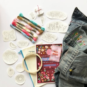 12 Floral Stick and Stitch embroidery transfers, embroidery pattern, embroidery transfer, embroidery, embroidery patches, craft, gift