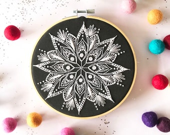 Mandala Embroidery Kit, needlecraft kit, embroidery pattern, beginners needlecraft, modern embroidery kit, hoop art, embroidery art, diy