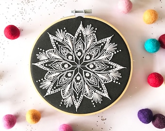 Mandala Embroidery Kit, needlecraft kit, embroidery pattern, beginners needlecraft, modern embroidery kit, hoop art, embroidery art, diy