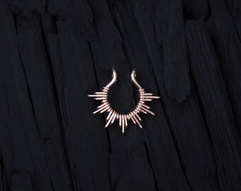 Solis septum ring-Faux neusring-Draad omwikkelde ring-Koperen septum ring