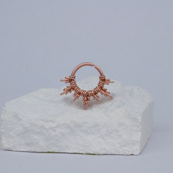 Flare septum piercing-copper nose ring-handmade septum ring-solid copper