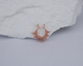 Solis septum ring-Faux nose ring-Wire wrapped ring-Copper septum ring