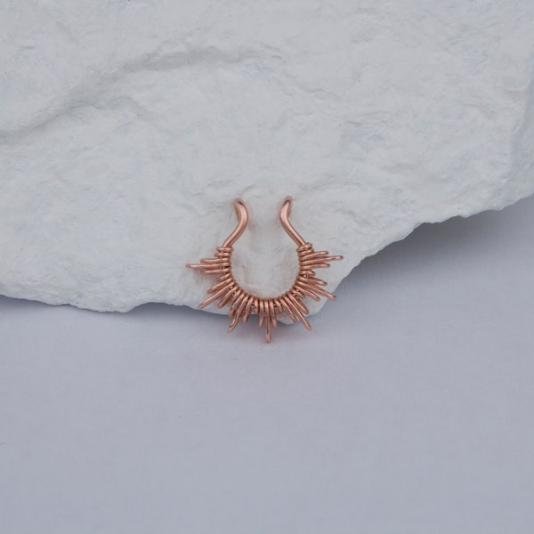 Solis septum ring-Faux nose ring-Wire wrapped ring-Copper septum ring