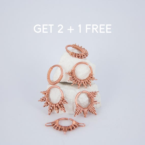 Septum Piercing Bundle - Handmade Nose Rings In Copper - Unisex Jewelry - Perfect Friendship Gift - Sustainable Fashion
