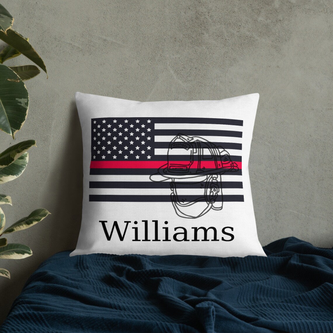 Thin Red Line Flag Fireman Gift Pillow Personalized Fireman - Etsy