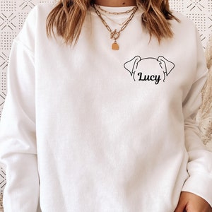 Aangepaste hondensweater, aangepaste hond moeder trui, gepersonaliseerde hondenoren trui met naam, hond vader cadeau voor huisdier cadeau voor haar, dierenliefhebbers
