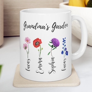 Personalisierte Oma-Tasse mit Namen der Enkelkinder, Omas Gartenbecher, Geschenkideen für Omas, personalisierte Oma-Tasse, Muttertagsgeschenk