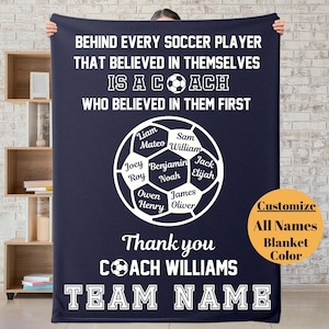 Personalized Soccer Coach Blanket, Custom Soccer Coach Blanket, Custom Name Blanket, Soccer Team Coach, Appreciation Gift for Soccer Coach