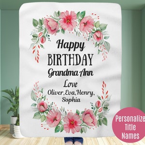 Custom Grandma Blanket, Personalized Grandma Blanket ,Birthday Gift Grandma, Custom Blanket For Woman, Birthday Gift For Great Grandma