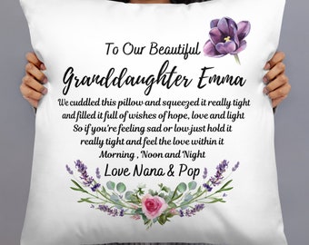 Granddaughter Cuddle Pillow, Granddaughter Cuddle Cushion, Personalized Granddaughter Gift, Custom Gift From Grandma, Granddaughter Pillow