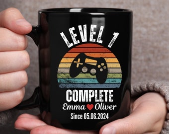 1st Wedding Anniversary Gift for Husband Wife, Level 1 Complete, 1 year Anniversary Gift for Gamer, 1st Year Custom Anniversary Gift For Him