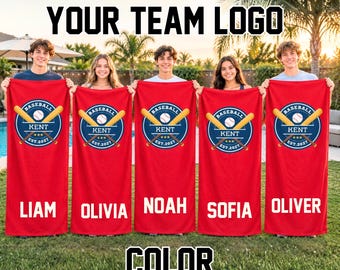 Custom Team Beach Towel, School Team Logo Gift, Custom Team Logo Towels