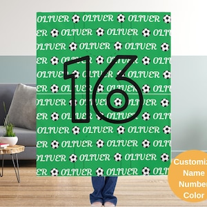 Custom Soccer Blanket Name Number, Personalized Soccer Blanket, Customized Soccer Gift For Daughter Son, Custom Name Soccer Team Blankets