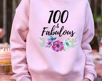Bluza z nadrukiem 100 i wspaniała babcia, spersonalizowany prezent dla babci na 100 urodziny, bluza z nadrukiem 100-letniej kobiety, 100. urodziny prababci
