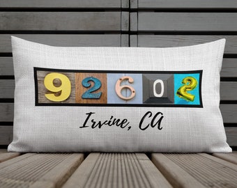 Personalized Zip Code Throw Pillows, New Home Gifts, Custom Home Pillow Covers And Inserts, Farmhouse Pillows, Closing Gifts For Buyers