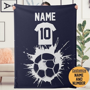 Personalized Soccer Blanket: Custom Name & Number, Plush or Sherpa
