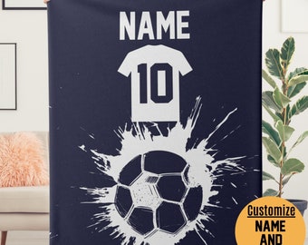 Personalized Soccer Blanket: Custom Name & Number, Plush or Sherpa