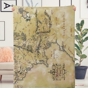 Cobertor de lã com mapa da Terra do SdA, manta de lã com mapa da Terra do SdA, presente de aniversário, cobertor para fã do SdA, arte de parede do SdA para aniversário