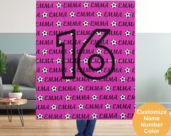 Personalized Soccer Blanket: Custom Name & Number Gift