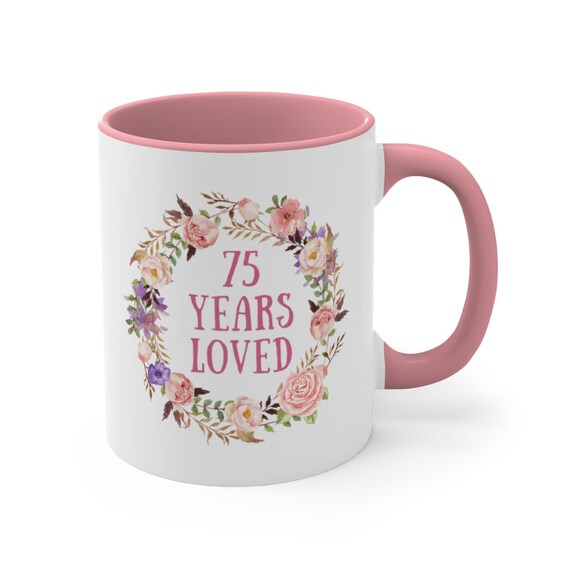 Tazza Regalo 75° Compleanno Donna: 330ml In Ceramica Con Scritta 75 Anni E Anno 1950 - Idea Simpatica Per Festa