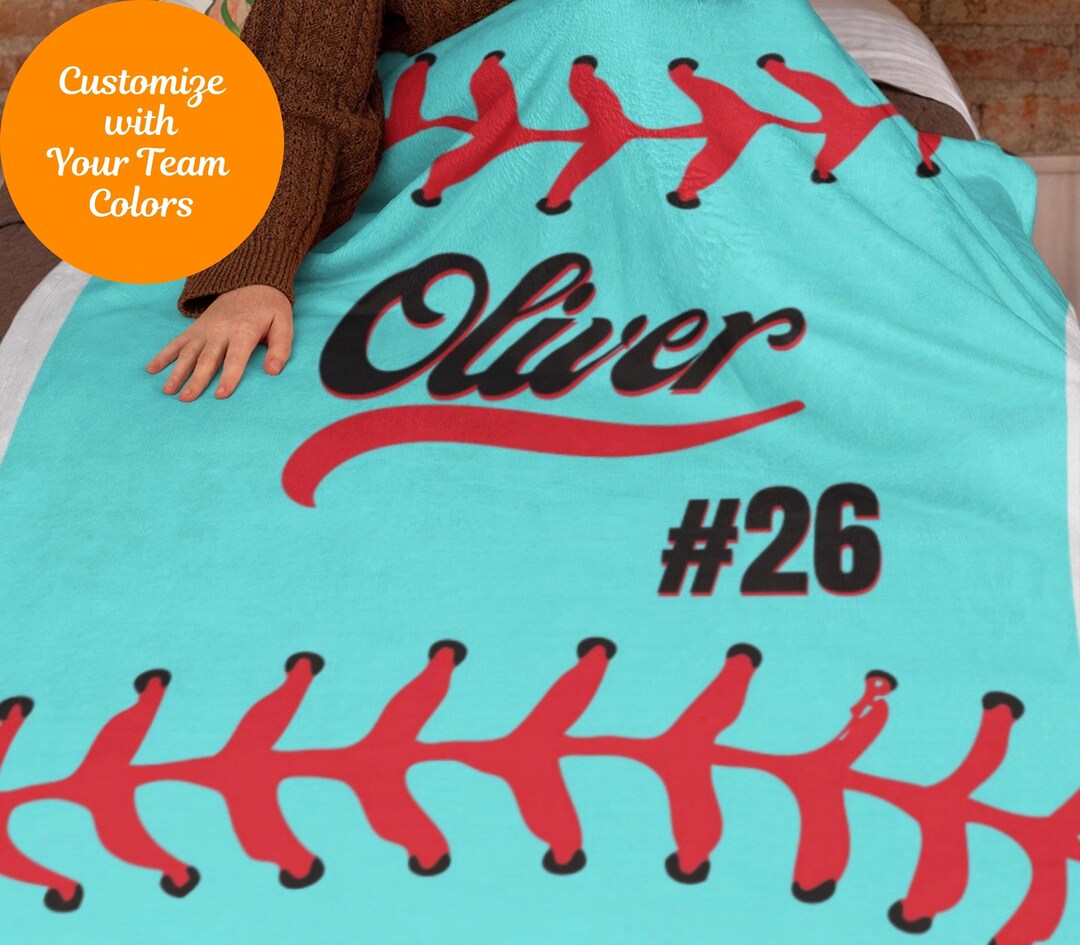 Softball Blanket Personalized, Softball Gift for Boys, Softball