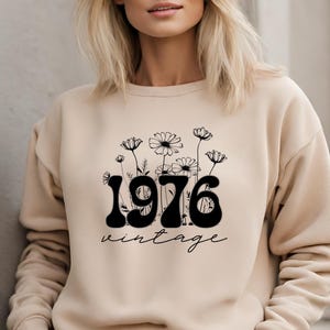 50.Geburtstag Sweatshirt, Wildblumen Sweatshirt 1976, Vintage Sweatshirt 1976, Geschenk zum 50.Geburtstag für Frauen, Geschenk 50, Geburtstag 1976