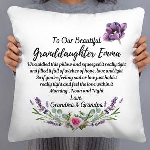 Granddaughter Cuddle Pillow, Granddaughter Cuddle Cushion, Personalized Granddaughter Gift, Custom Gift From Grandma, Granddaughter Pillow