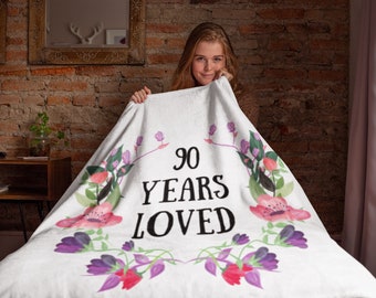 90 Years Loved Blanket, Personalized Grandma Blanket , Personalized Throw Blanket, 90th Birthday Gift Ideas For Grandma, Gifts for Grandma