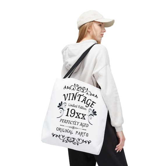 Borsa Regalo Per 80° Compleanno Donna – Design Vintage – 42x33x19 Cm – Manici In Cotone
