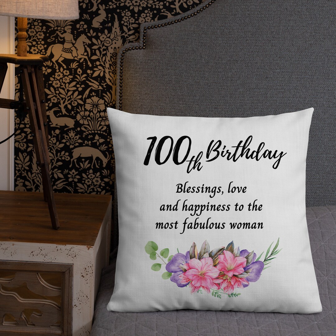 100 Year Old Birthday Gifts for Women, 100th Birthday Pillow for Her, Personalized Throw Pillows