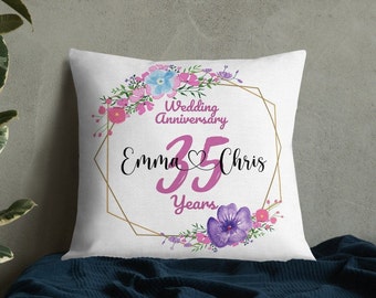 Personalised Mr Mrs Wedding Anniversary Pillow, 35th Anniversary Gift, Gift For Mom And Dad, Mr And Mrs Pillow, Anniversary Gifts 50th 1st