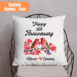 Personalized 9th Anniversary Gift For Couple, 9th Anniversary Pillow, Custom 9th Anniversary Gift, Happy 9 Years Wedding Anniversary Gift