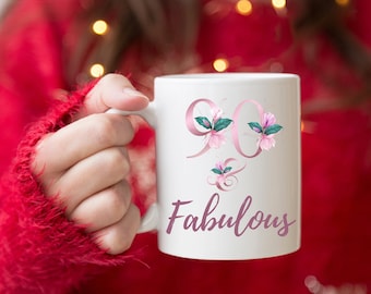 Mok 90 and Fabulous, 90e verjaardagsideeën, Fabulous Since 1935 Mok, 90e verjaardag koffiemok, 90-jarige cadeaus voor vrouwen, 90e verjaardagscadeau