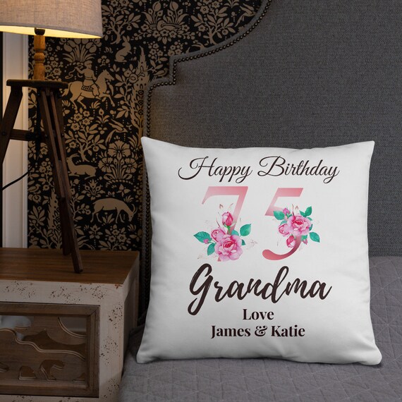  Funda de almohada de 75 cumpleaños para mujer, regalos para  cumpleaños 75 de 18 x 18 pulgadas, ideas de regalo de cumpleaños 75,  regalos de 75 años, decoración de cumpleaños 75
