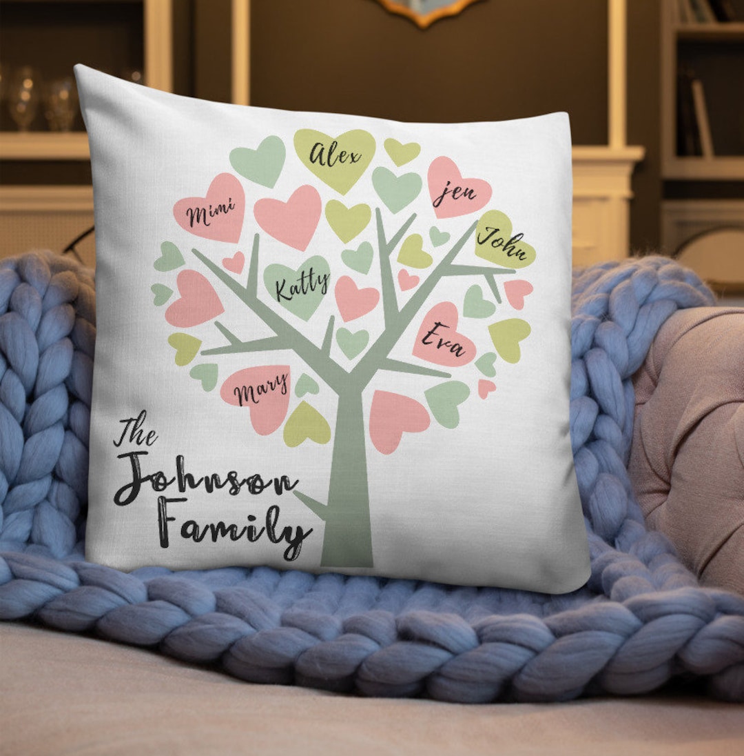 Personalized Family Name Pillow Custom Family Tree Pillow Etsy