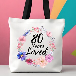 80年間愛されてきたトートバッグ、彼女への80歳の誕生日プレゼント、80歳の女性へのカスタムギフト、80歳の誕生日のお母さんジジへのカスタムおばあちゃんトートバッグ