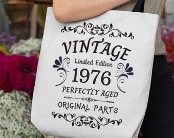1976 Birthday Tote Bag, 50th Birthday Custom Tote Bag, 50th Birthday Ideas, 1976 Custom Birthday Gifts, 50th Birthday Gift for Women Men