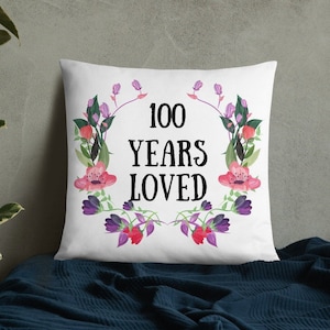 Regalos de cumpleaños número 100 para mujeres, almohada de lanzamiento amada de 100 años, regalo de cumpleaños número 100, almohadas de lanzamiento para la abuela, regalo personalizado para la abuela