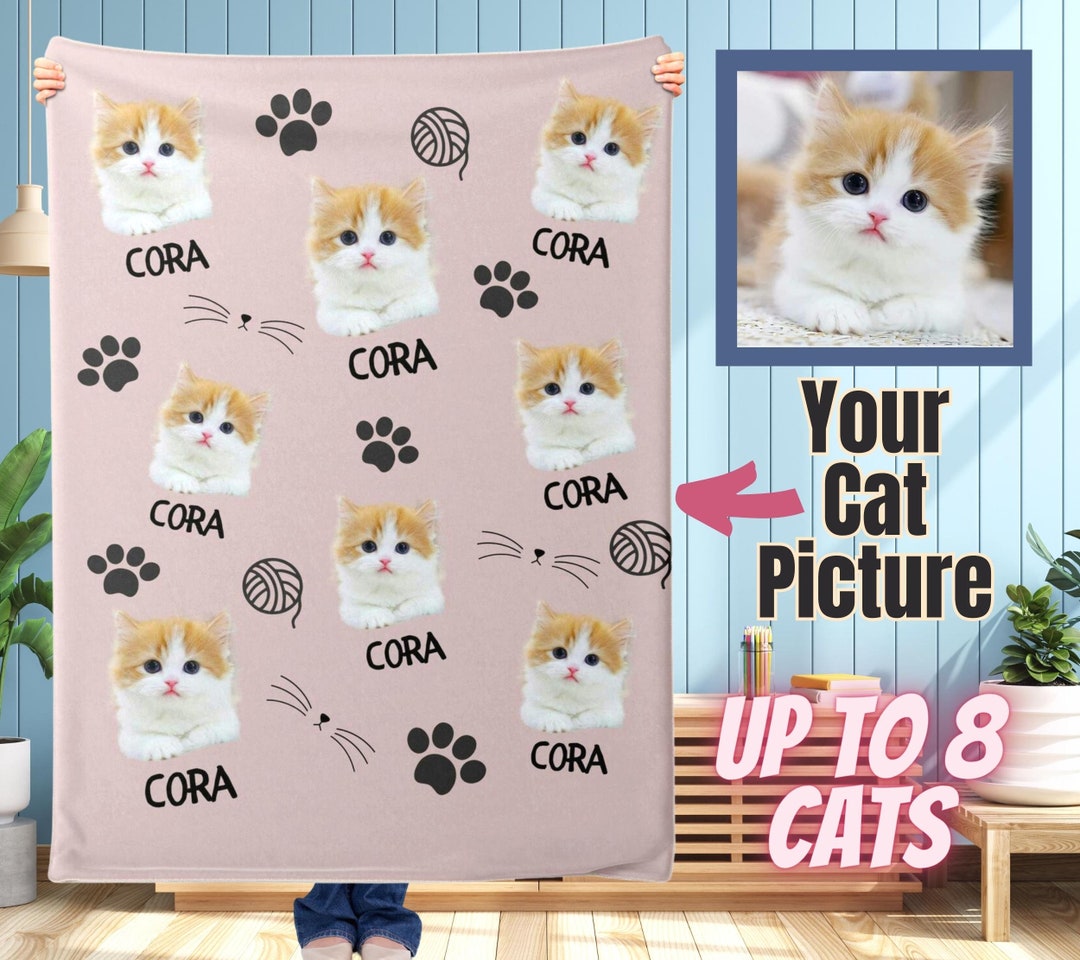 Human Protected By Cat - Personalized Custom Embroidered Knitted Baby Blanket main image 0